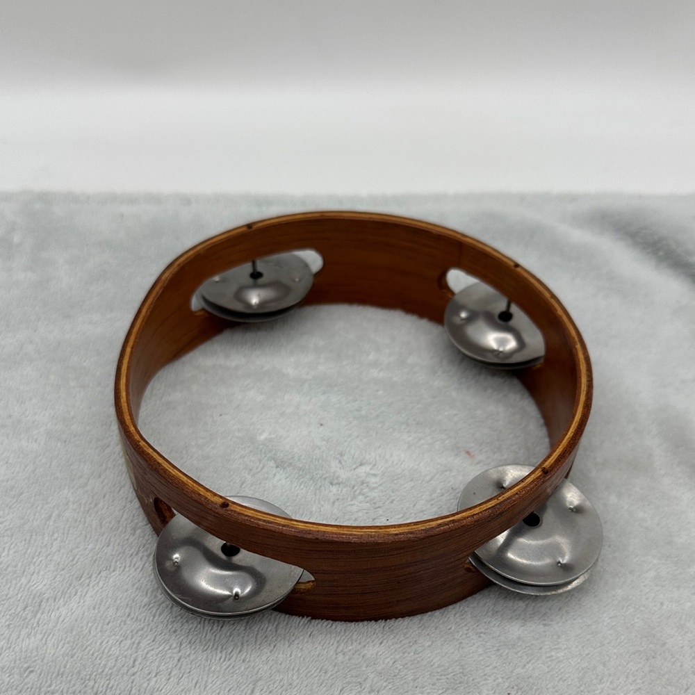 Vintage Wooden Ethnic Tambourine-Handmade In PERU
5” Dia. X 1-3/8” Wide